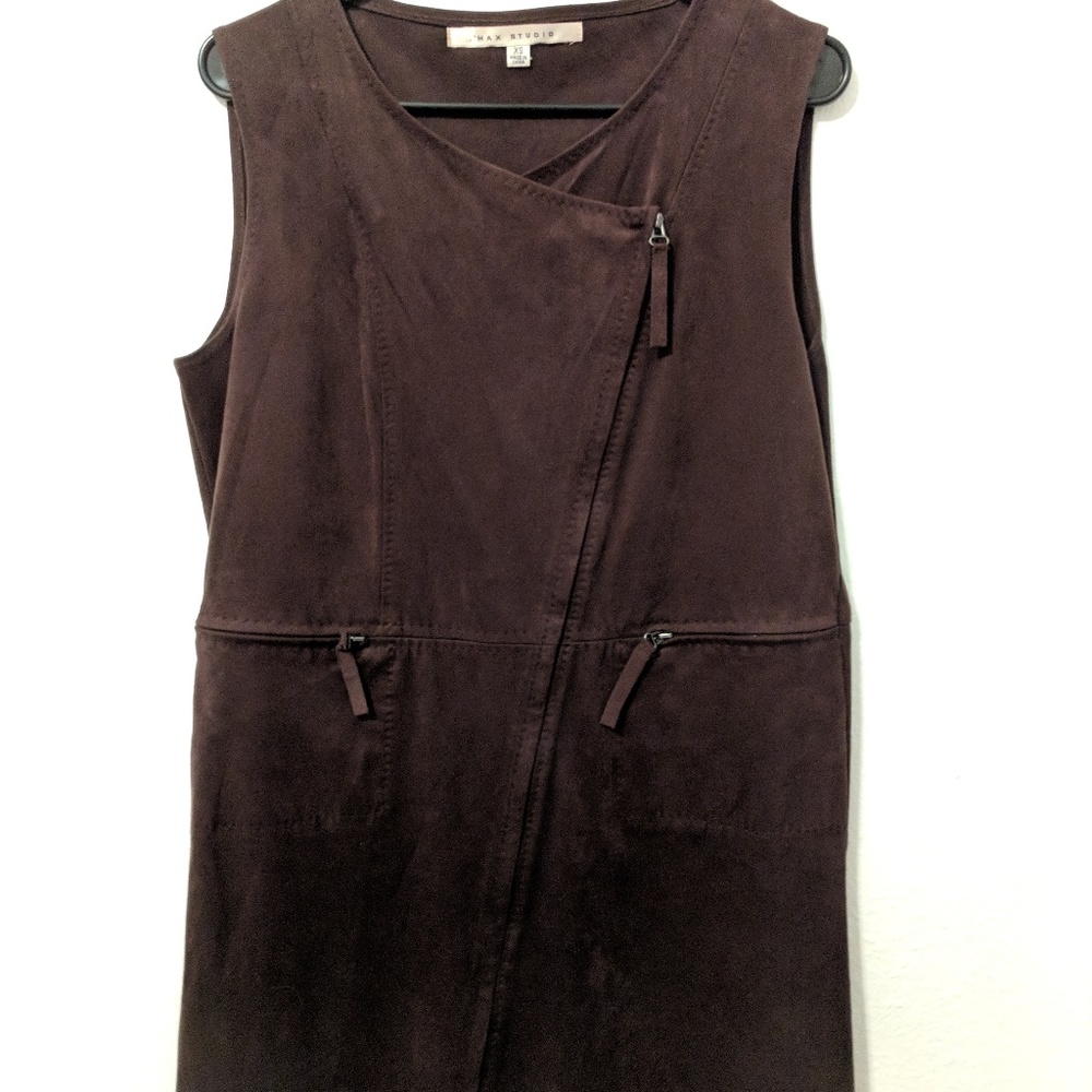 Max Studio Suede Zip Up Dress